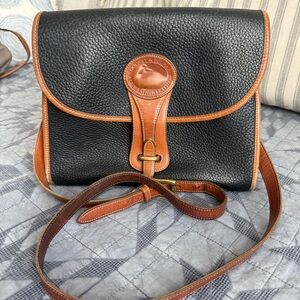 Dooney & Bourke Black and Tan Vintage Leather Bag